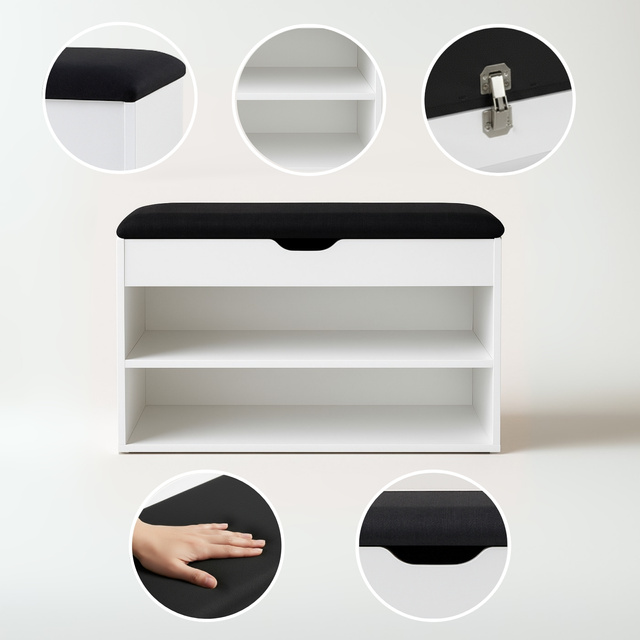 Dulap pentru pantofi cu loc de șezut LEVA, 60 x 30 x 47 cm