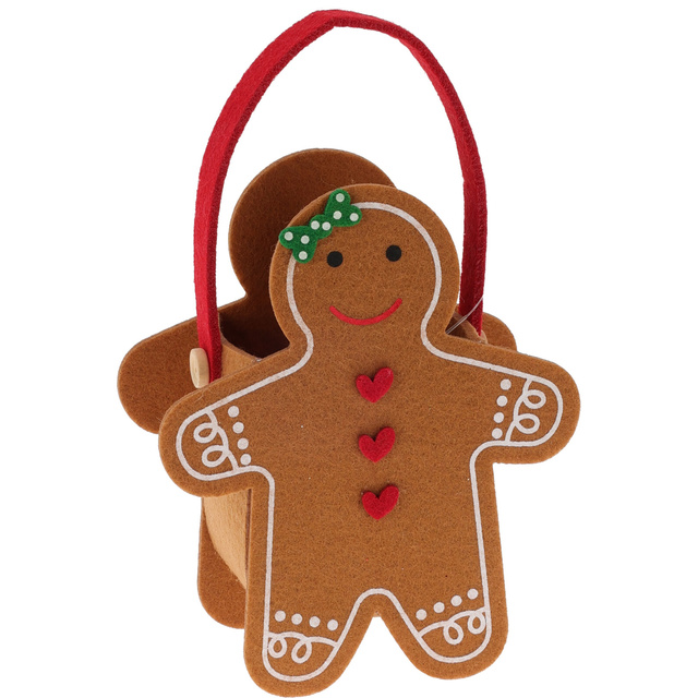 Geanta din fetru cu motiv de Craciun, 13 x 15,5 cm