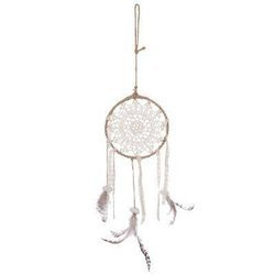 Dream catcher de perete FOLK, Ø 16,5 x 56 cm, bej