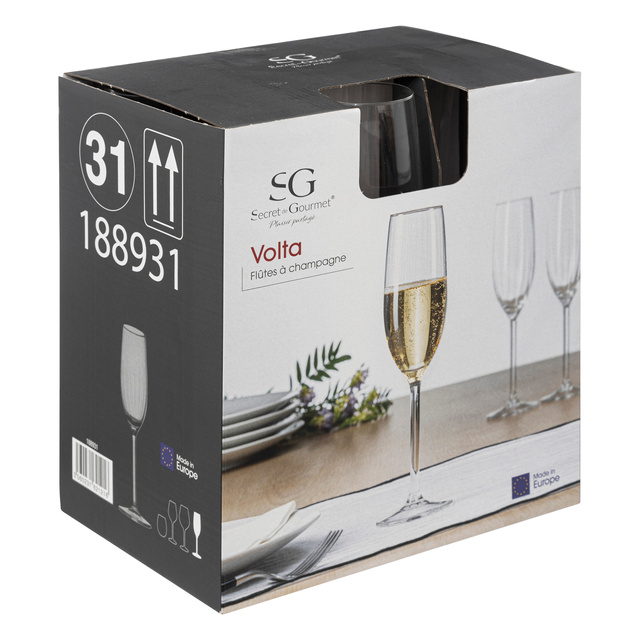 Pahare de șampanie VOLTA, 6 buc. × 210 ml