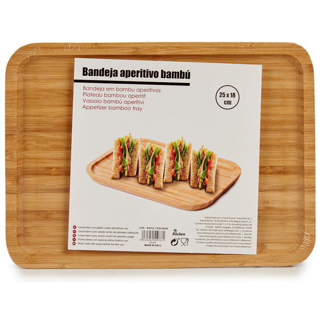 Blat de servire pentru gustari, dreptunghiular, bambus