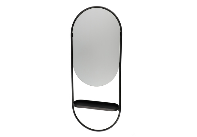 Oglinda de perete ovala cu raft