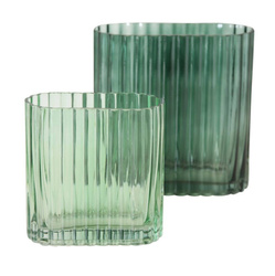 Vaza din sticla lalea, verde, set 2 bucati