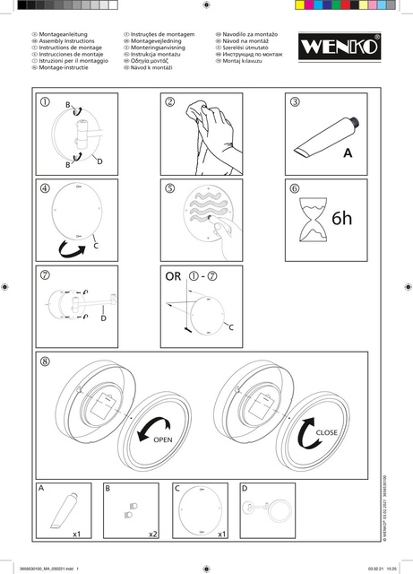 Oglinda cosmetica LED de perete LUMI, instalare fara gaurire