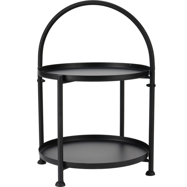 Mesea de cafea rotundă loft cu mânere, metalică, 34 x 45,5 cm