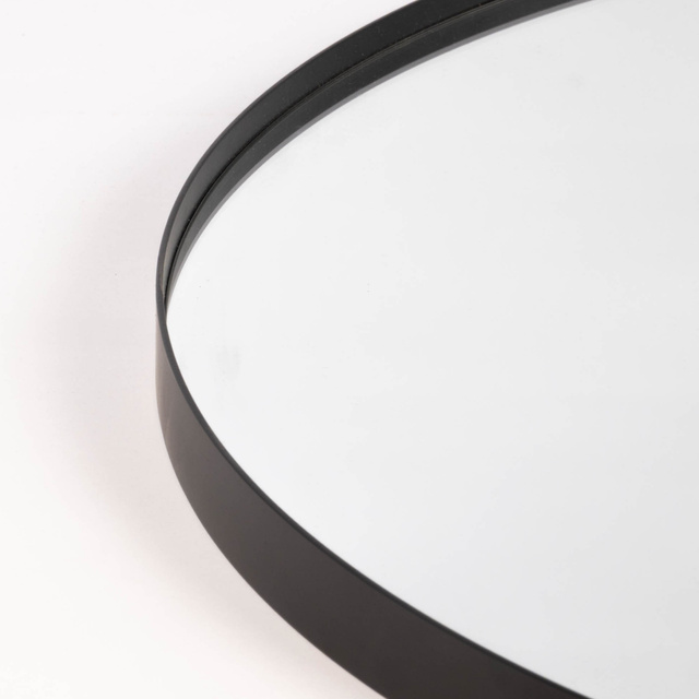 Oglindă rotundă NOOR, ramă metalică, culoare neagră, Ø 80 cm