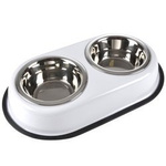 Bol dublu pentru hrana caini, otel inoxidabil, Ø 14 cm