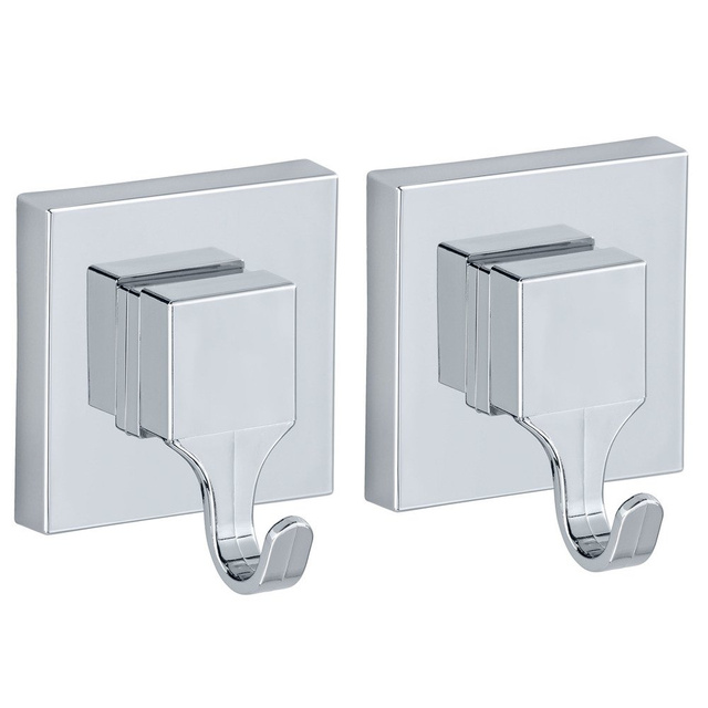 Set cuier, Wenko Quadro Vacuum-Loc, 2 bucati, Metal, Alb