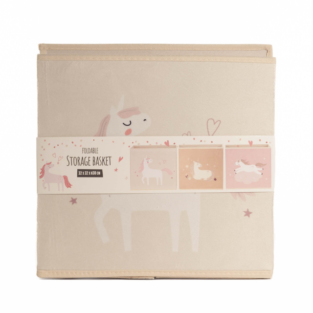 Cutie textila pentru jucarii Unicorn, 32 x 32 x 30 cm