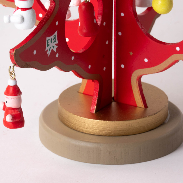 Brad de Crăciun pliabil cu decorațiuni decorative, ornament din lemn de 26 cm