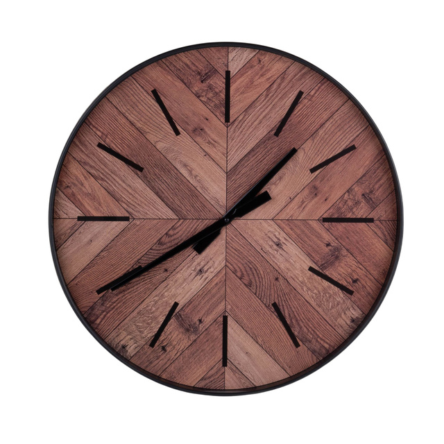 Ceas de perete cu cadran care imită lemnul sub sticlă, Ø 51 cm