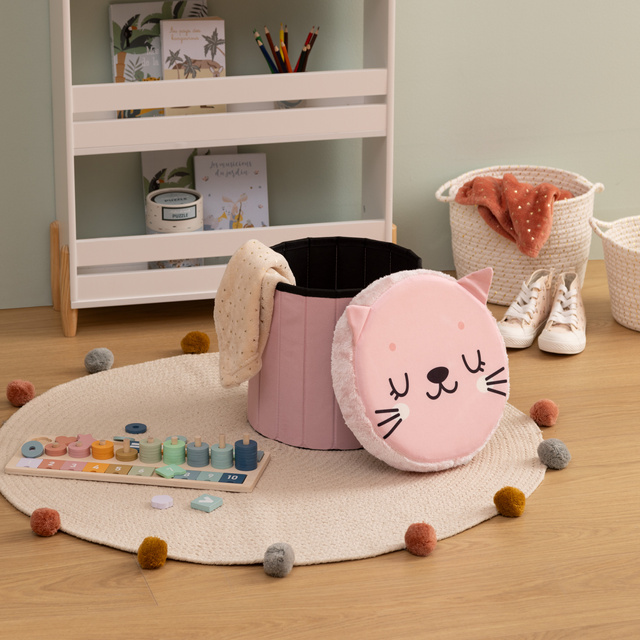 Puf roz pink pentru copii ANOKI, Ø 30 cm