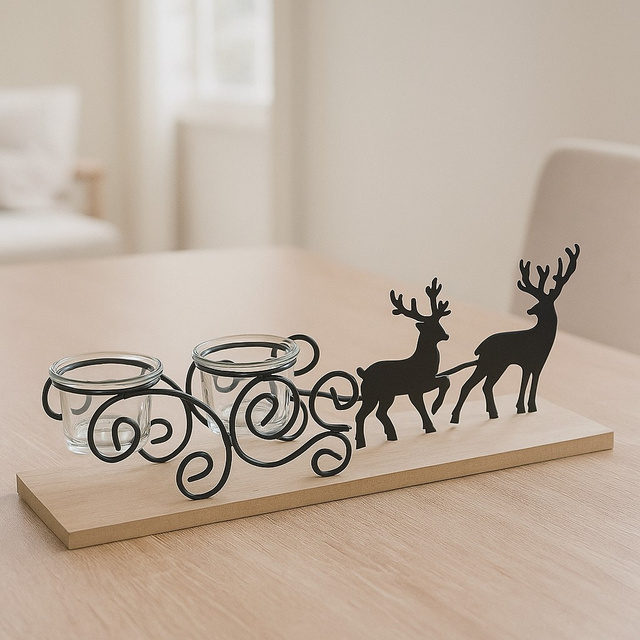 Suport lumanari, metalic, ren, 45 cm