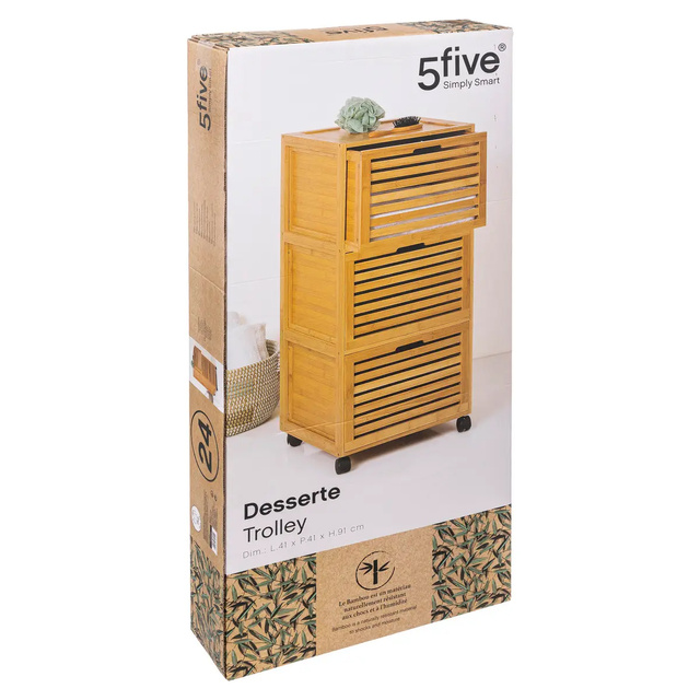 Raft pentru baie BAMBOU cu 3 sertare, 41 x 91 cm, bambus