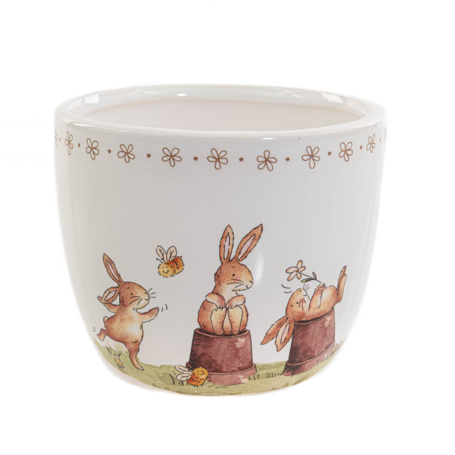Husa pentru ghiveci cu iepurasi de Paste Charmy