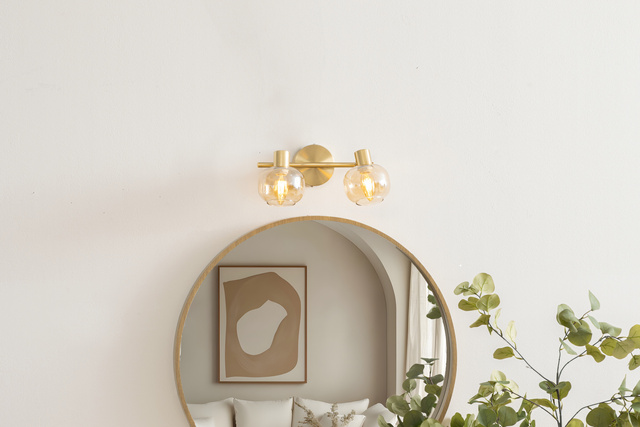 Lămpi de tavan PILLA, aurii și cu abajururi din sticlă, 2 puncte.