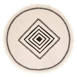 Covor decorativ rotund, motiv geometric, bumbac, Ø 90 cm