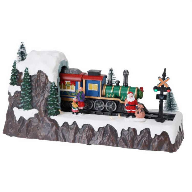 Scenă de Crăciun mobilă cu tren.