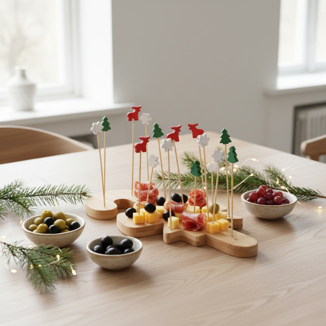 Tavă pentru servirea frigăruilor cu scobitori, motiv sărbătoresc