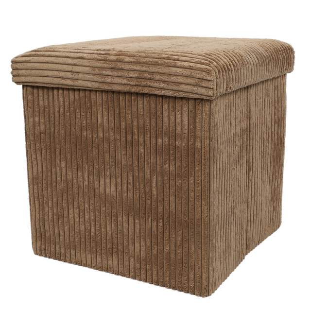 Taburet din velur-cord cu spațiu de depozitare TOBO, 38 x 38 x 38 cm