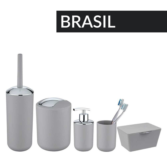 Recipient pentru perie BRASIL + perie WC, WENKO, gri