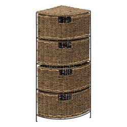 Raft pentru baie cu 4 sertare, din iarbă de mare, înălțime 70 cm