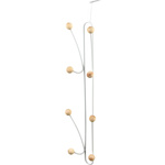 Cuier de usa alb, vertical, metalic, cu 8 manere din lemn, 44 x 9 x 8,5 cm