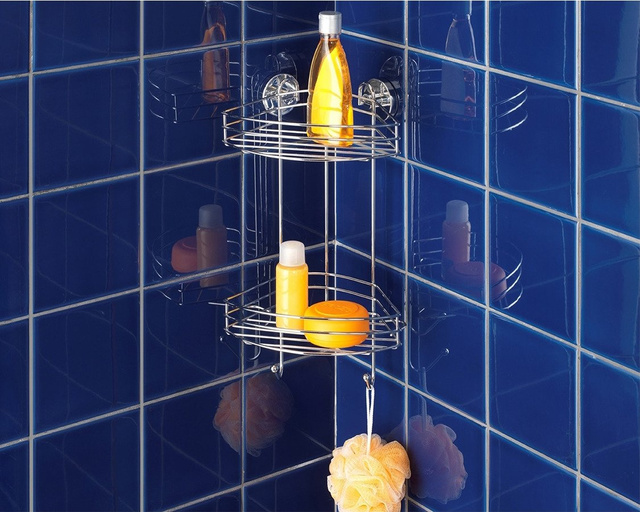 Raft colțar pentru baie, Vacuum-Loc, 2 niveluri - oțel cromat, WENKO