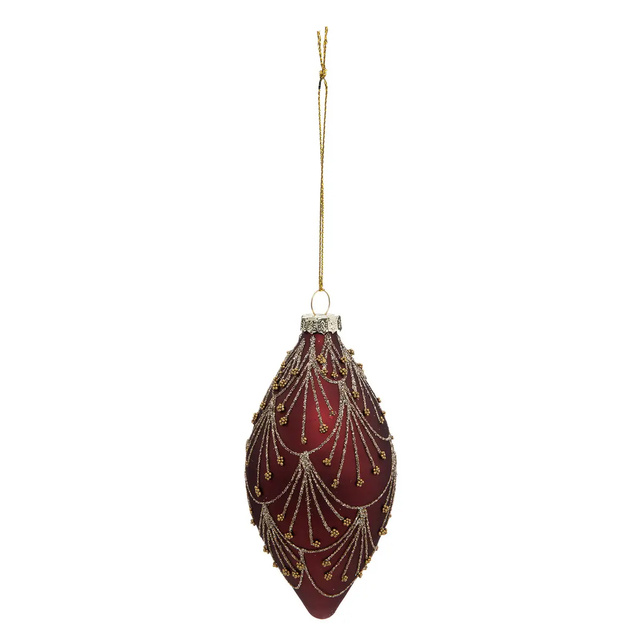 Globuri in forma de lacrimi cu ornament auriu, 13 cm, 3 buc.