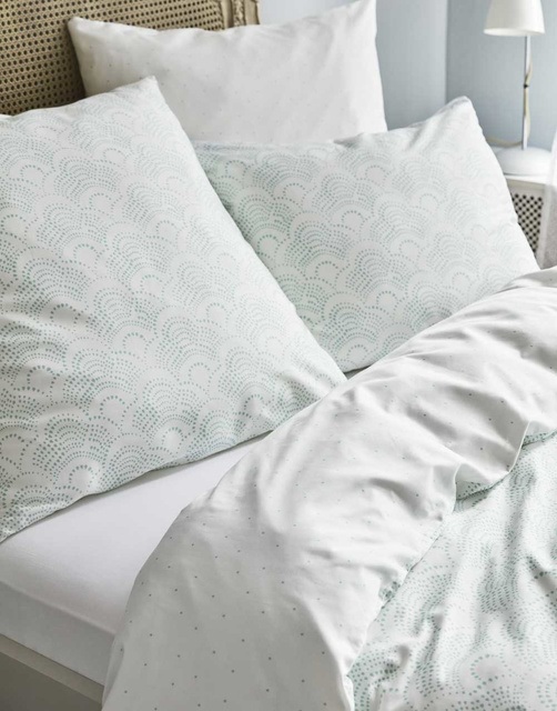 Set de lenjerie din bumbac satinat cu modele în culoarea albastră, 200 x 220 cm, Esprit