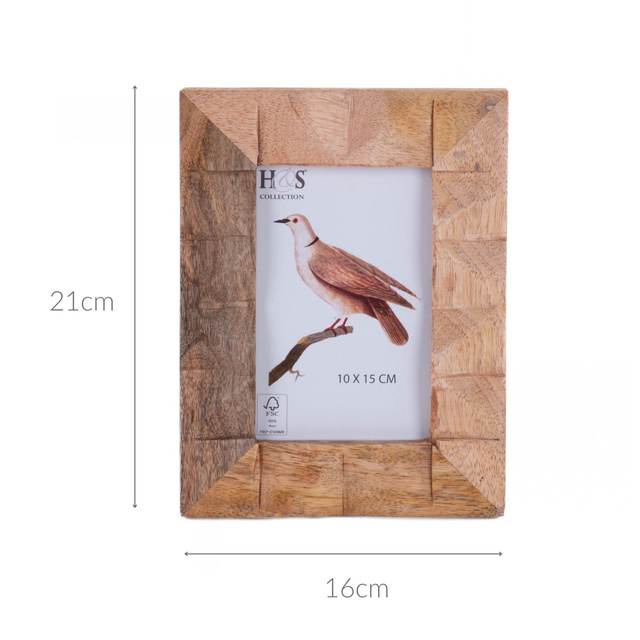 Rama foto verticală cu cadru decorativ din lemn de mango, 18 x 23 x 2,5 cm
