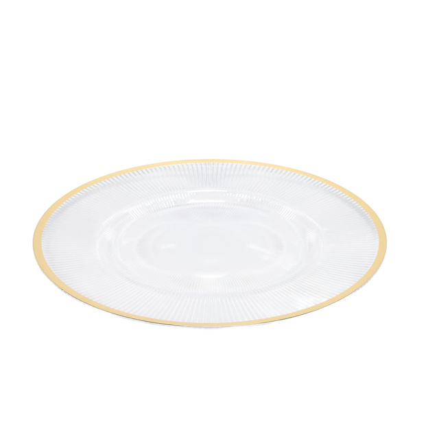 Farfurie transparentă cu decor auriu, Ø 33 cm