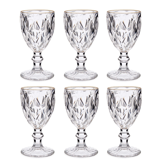 Set 6 pahare pentru apă cu margine aurie, 254 ml