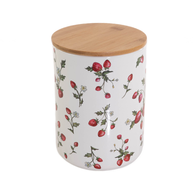 Recipient de bucatarie ceramic cu model capsuni Emily