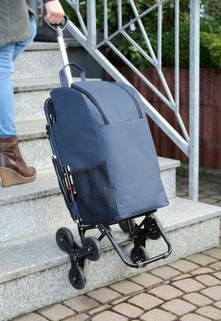 Cărucior de cumpărături cu mâner telescopic și scaun rabatabil, geantă spațioasă pe cadru cu roți triple - 35 l