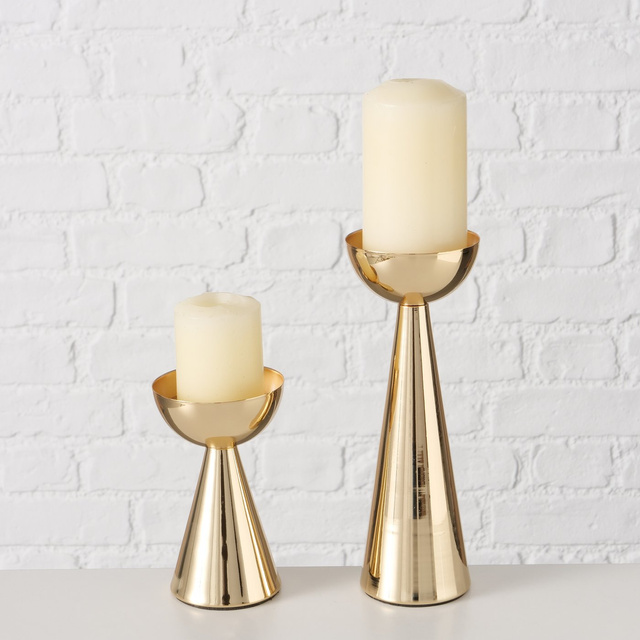 Set 2 sfeșnice din metal Luena, auriu