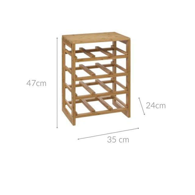Suport pentru 12 sticle de vin, din bambus, 47 cm
