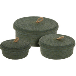 Coșuri de depozitare decorative, capac din iută, 3 buc