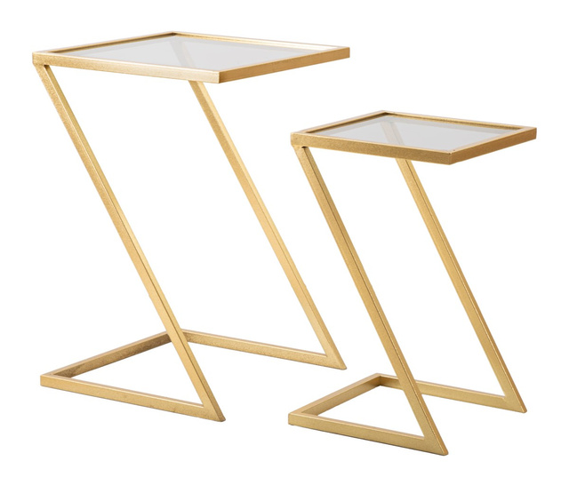 Set de mese laterale cu blat din sticlă