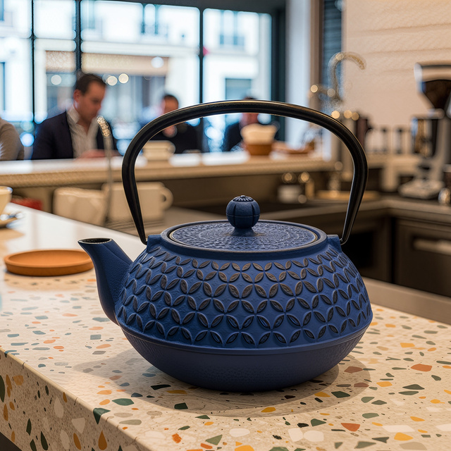 Ceainic din fontă cu infuzor SABI, 1000 ml, bleumarin