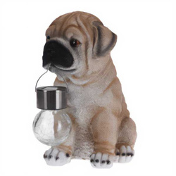 Figurină a unui câine cu lampă solară