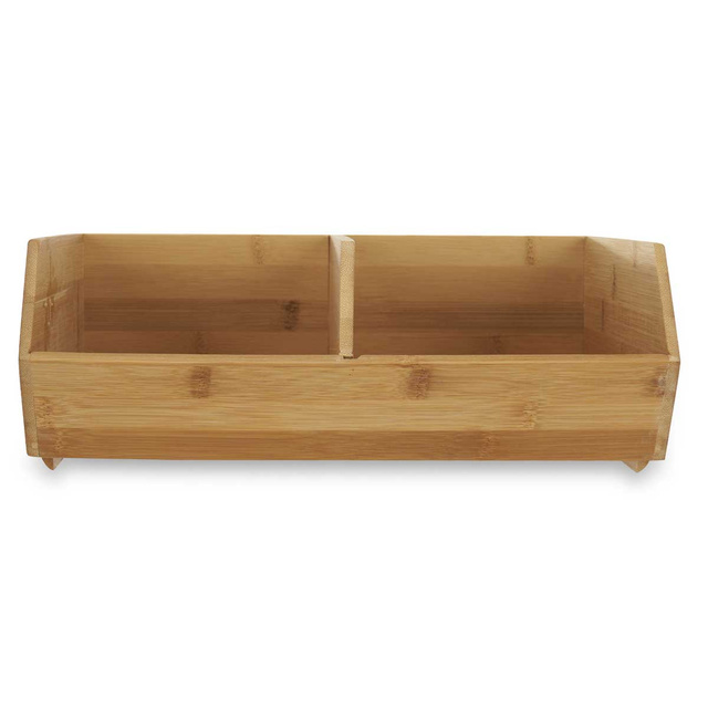 Organizator de birou din bambus, cu doua compartimente