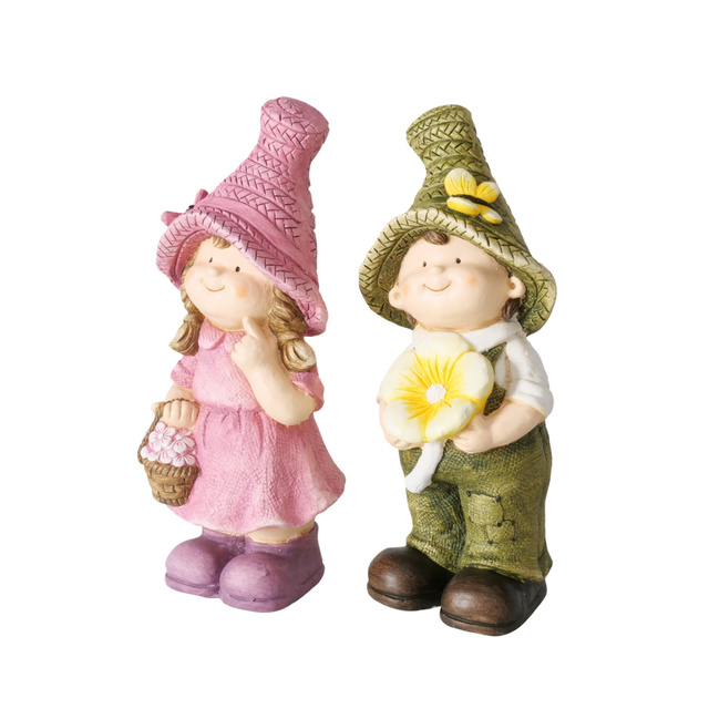 Figurina decorativa Copil cu floare, inaltime 45 cm