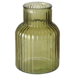 Vaza din sticla  Relea, sticla  canelata, 20 cm,  verde deschis