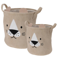 Coșuri pentru jucării CUTIE cu mânere, din catifea, 2 bucăți