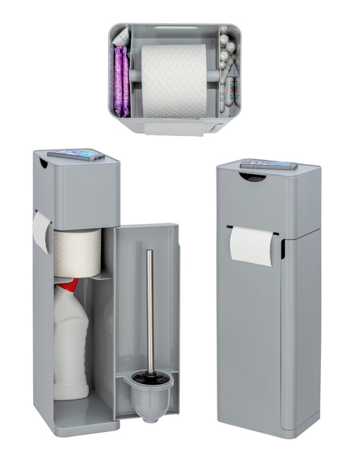 Suport pentru hârtie igienică și perie IMON, 6 în 1, gri, WENKO