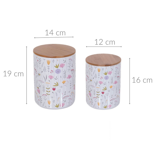 Recipiente de bucatarie din ceramica cu flori de camp Florina, 2 bucati