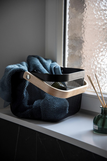 Cos metalic pentru produse cosmetice BAMBOO, cu maner de bambus, Wenko