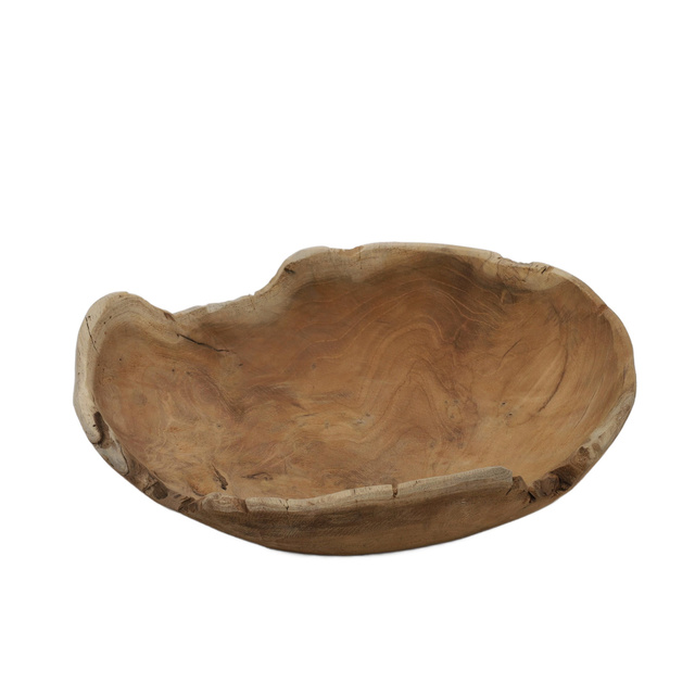 Bol decorativ din lemn de tec, diametru 30 cm