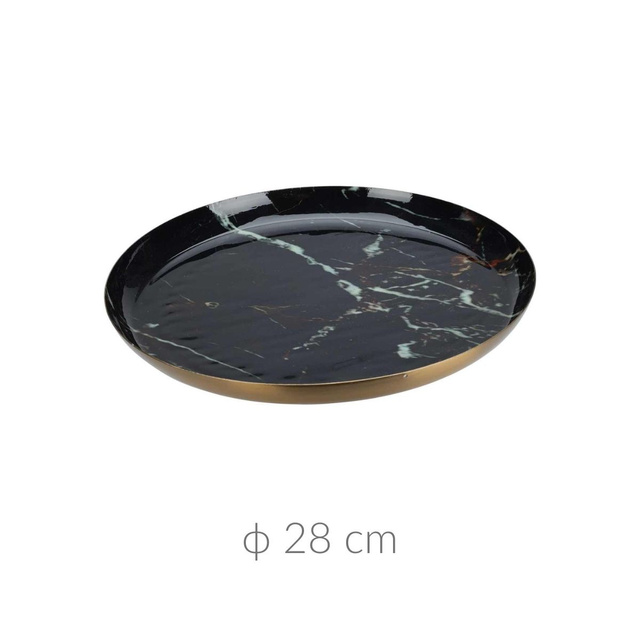 Farfurie decorativa, marmura neagra, 28 cm